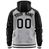 Custom Full-Zip Hoodie For ALL Age Raglan Sleeves Stitched Text Logo Personalized Hip Hop Sportswear