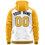 Custom Text Logo And Number Ragalan Sleeves Fashion Full-Zip Hoodie For Unisex Sport Sweatshirt