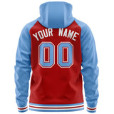 Custom Full-Zip Hoodie For ALL Age Raglan Sleeves Stitched Text Logo Personalized Hip Hop Sportswear