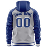 Custom Text Logo And Number Ragalan Sleeves Fashion Full-Zip Hoodie For Unisex Sport Sweatshirt