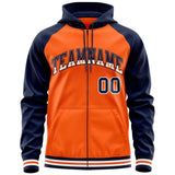 Custom Full-Zip Hoodie Raglan Sleeves Hoodie Embroideried Your Team Logo Personalized Sportswear All Age