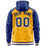 Custom Text Logo And Number Ragalan Sleeves Fashion Full-Zip Hoodie For Unisex Sport Sweatshirt