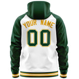 Custom Text Logo And Number Ragalan Sleeves Fashion Full-Zip Hoodie For Unisex Sport Sweatshirt