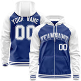 Custom Text Logo And Number Ragalan Sleeves Fashion Full-Zip Hoodie For Unisex Sport Sweatshirt