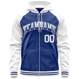 Custom Text Logo And Number Ragalan Sleeves Fashion Full-Zip Hoodie For Unisex Sport Sweatshirt
