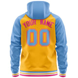 Custom Text Logo And Number Ragalan Sleeves Fashion Full-Zip Hoodie For Unisex Sport Sweatshirt