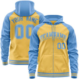 Custom Text Logo And Number Ragalan Sleeves Fashion Full-Zip Hoodie For Unisex Sport Sweatshirt