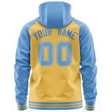 Custom Text Logo And Number Ragalan Sleeves Fashion Full-Zip Hoodie For Unisex Sport Sweatshirt