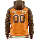 Custom Text Logo And Number Ragalan Sleeves Fashion Full-Zip Hoodie For Unisex Sport Sweatshirt