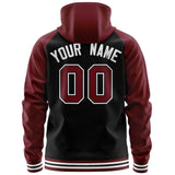Custom Text Logo And Number Ragalan Sleeves Fashion Full-Zip Hoodie For Unisex Sport Sweatshirt