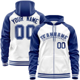 Custom Stitched Your Team Logo and Number Raglan Sleeves Sports Full-Zip Sweatshirt Hoodie For Adult Youth