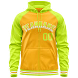 Custom Stitched Your Team Logo and Number Raglan Sleeves Sports Full-Zip Sweatshirt Hoodie For Unisex
