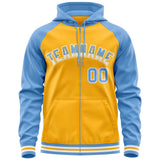 Custom Unique Long-Sleeve Training Full-Zip Raglan Sleeves Hoodie Sports For Unisex Stitched Name Number