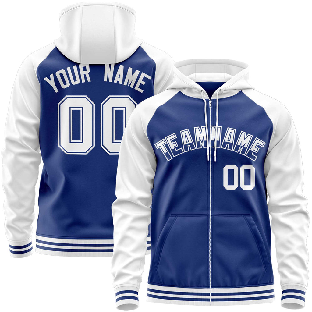 Custom Unique Long-Sleeve Training Full-Zip Raglan Sleeves Hoodie Sports For All Age Stitched Name Number