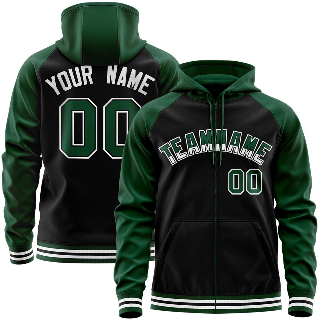 Custom Unique Long-Sleeve Training Full-Zip Raglan Sleeves Hoodie Sports For Unisex Stitched Name Number
