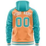 Custom Stitched Your Team Logo and Number Raglan Sleeves Sports Full-Zip Sweatshirt Hoodie For All Age