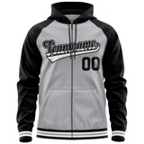 Custom Raglan Sleeves Universal Full-Zip Hoodie Embroideried Your Team Logo And Number For All Age
