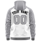 Custom Stitched Your Team Logo and Number Raglan Sleeves Sports Full-Zip Sweatshirt Hoodie