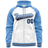 Custom Raglan Sleeves Universal Full-Zip Hoodie Embroideried Your Team Logo And Number For All Age