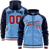 Custom Raglan Sleeves Universal Full-Zip Hoodie Embroideried Your Team Logo And Number For All Age