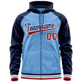 Custom Raglan Sleeves Universal Full-Zip Hoodie Embroideried Your Team Logo And Number For All Age