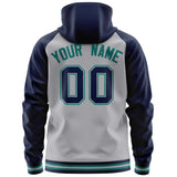Custom Raglan Sleeves Universal Full-Zip Hoodie Embroideried Your Team Logo And Number For All Age