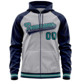 Custom Raglan Sleeves Universal Full-Zip Hoodie Embroideried Your Team Logo And Number For All Age