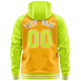 Custom Text Logo And Number Ragalan Sleeves Fashion Full-Zip Hoodie For Adult Youth Sport Sweatshirt