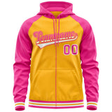 Custom Text Logo And Number Ragalan Sleeves Fashion Full-Zip Hoodie For All Age Sport Sweatshirt