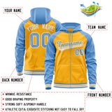 Custom Cotton Full-Zip Raglan Sleeves Hoodie For Adult Youth Personalized Embroideried Your Team Logo