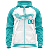 Custom Raglan Sleeves Universal Full-Zip Hoodie Embroideried Your Team Logo And Number For All Age