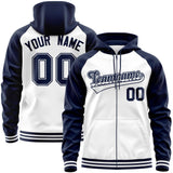Custom Stitched Your Team Logo and Number Raglan Sleeves Sports Full-Zip Sweatshirt Hoodie