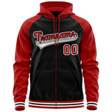 Custom Raglan Sleeves Universal Full-Zip Hoodie Embroideried Your Team Logo And Number For All Age