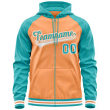 Custom Raglan Sleeves Universal Full-Zip Hoodie Embroideried Your Team Logo And Number For All Age