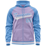 Custom Raglan Sleeves Universal Full-Zip Hoodie Embroideried Your Team Logo And Number For All Age