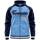 Custom Tailor Made Full-Zip Raglan Sleeves Hoodie Sportswear For Adult Youth Stitched Team Name Number