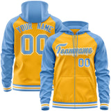 Custom Bespoke Long-Sleeve Full-Zip Hoodie Raglan Sleeves Embroideried Your Team Logo and Number For All Age