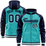 Custom Tailor Made Full-Zip Raglan Sleeves Hoodie Sportswear For Unisex Stitched Team Name Number