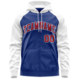 Custom Stitched Team Name Number and Logo Raglan Sleeves Fashion Full-Zip Hoodie
