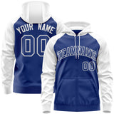 Custom Long-Sleeve Full-Zip Hoodie Raglan Sleeves For Personal Touch Stitched Team Name Number Logo