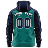 Custom Stitched Team Name Number and Logo Raglan Sleeves Fashion Full-Zip Hoodie