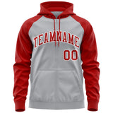 Custom Stitched Team Name Number and Logo Raglan Sleeves Fashion Full-Zip Hoodie
