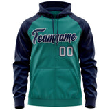 Custom Cotton Full-Zip Raglan Sleeves Hoodie Unisex Personalized Couples Stitched Team Name Number