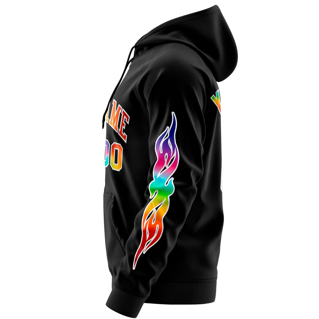 Custom Unisex Colorful Flame Sports Full-Zip Sweatshirt Hoodie Stitched Name Number