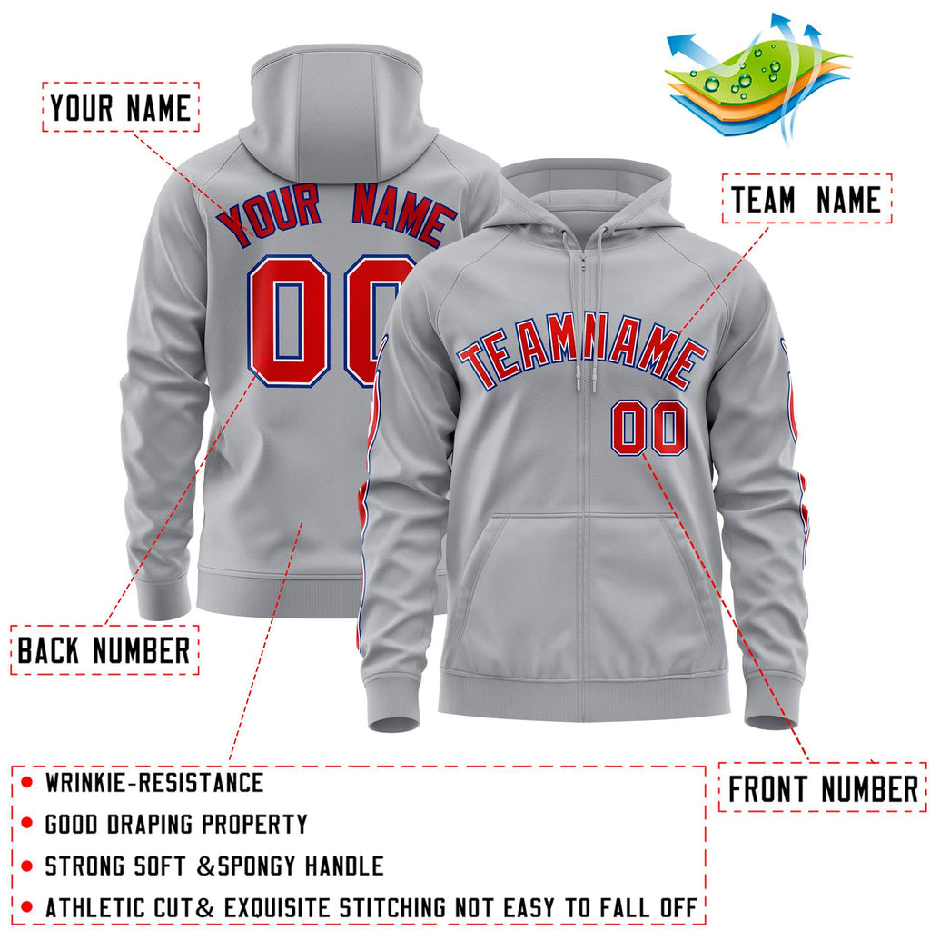 Custom Full-Zip Hoodie Single Color Flame Embroideried Your Team Logo and Number Adult youth