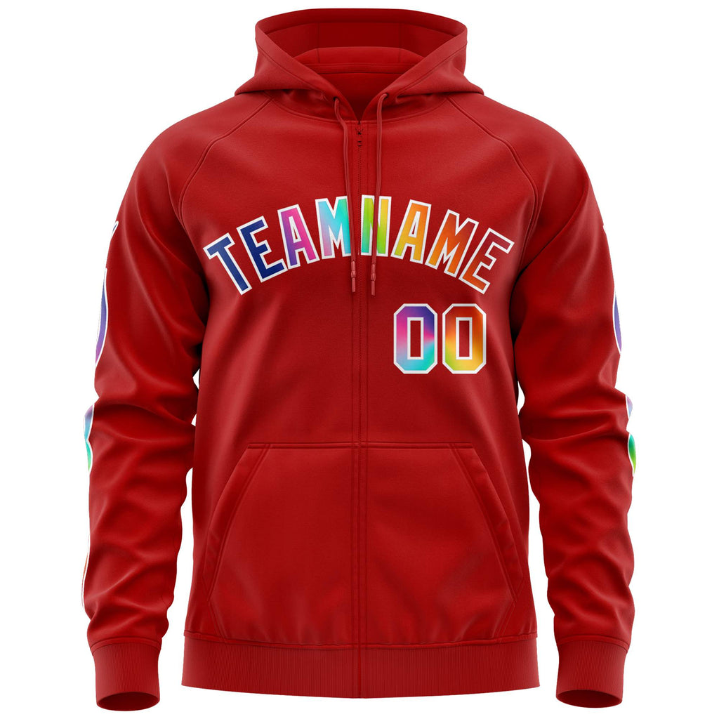 Custom Your Own Full-Zip Colorful Flame Hoodies Stitched Team Name Number Logo