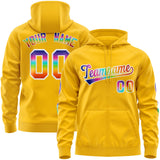Custom Full-Zip Hoodie Stitched Text Logo Personalized Colorful Flame Sweatshirts