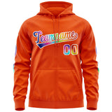 Custom Full-Zip Hoodie Stitched Text Logo Personalized Colorful Flame Sweatshirts