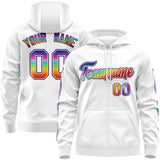 Custom Sweatshirt for Men Youth Full-Zip Hoodie Colorful Flame Stitched Team Name Number