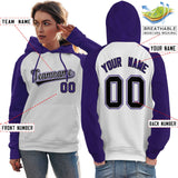 Custom Personalized Long Sleeve Workout Pullover Raglan Sleeves Hoodie For Women Stitched Name Number Sweatshirt